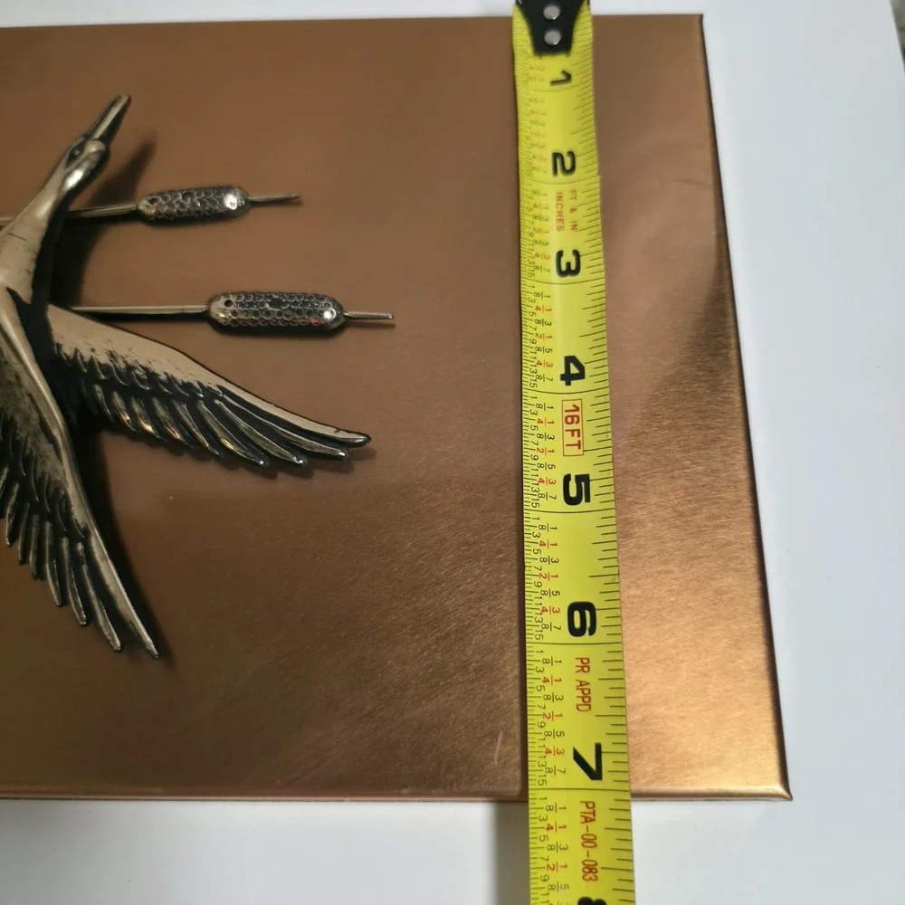 VINTAGE Copper Color Metal 3D Flying Ducks Wall 15.5
